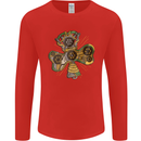Steampunk Shamrock Mens Long Sleeve T-Shirt Red
