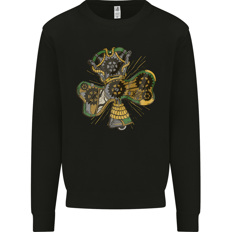 Steampunk Shamrock Mens Sweatshirt Jumper Black