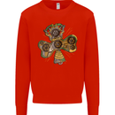 Steampunk Shamrock Mens Sweatshirt Jumper Bright Red