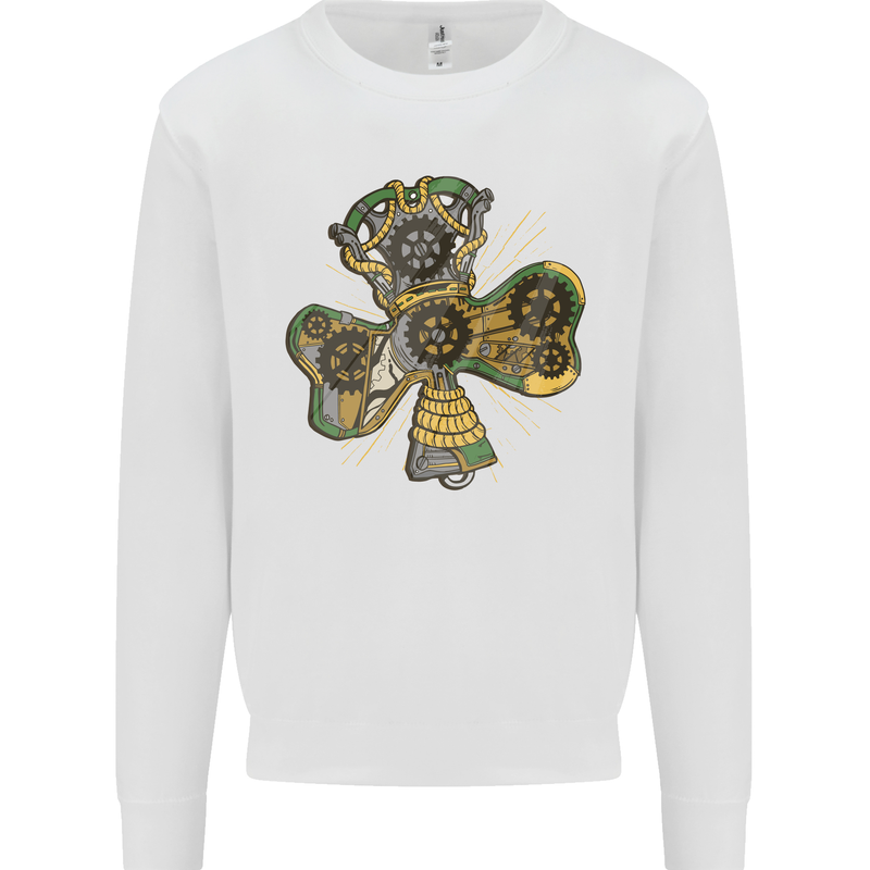 Steampunk Shamrock Mens Sweatshirt Jumper White