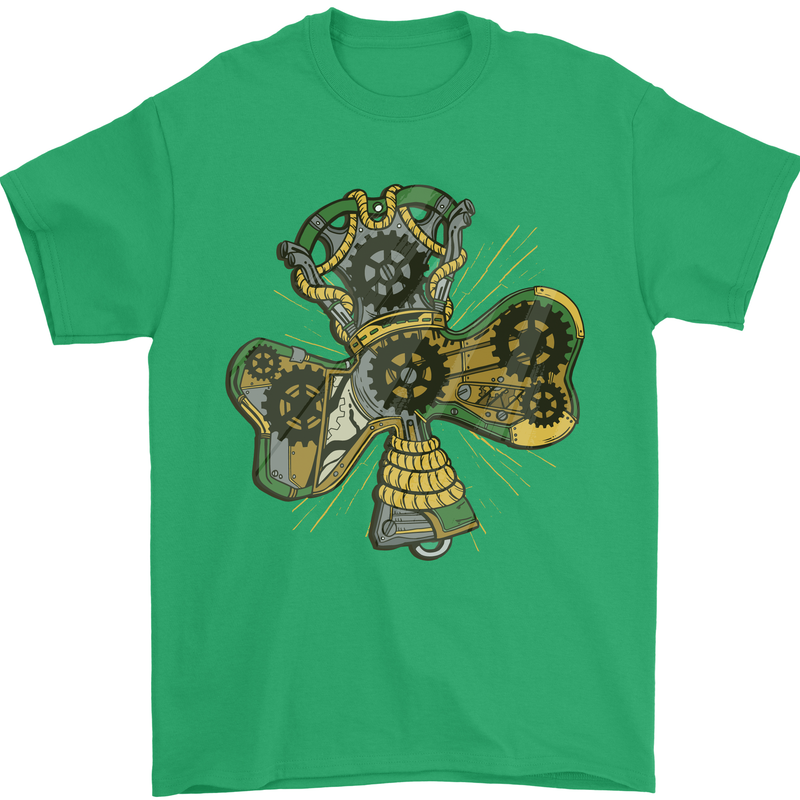 Steampunk Shamrock Mens T-Shirt Cotton Gildan Irish Green