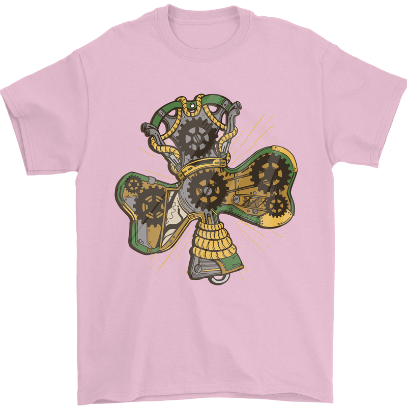 Steampunk Shamrock Mens T-Shirt Cotton Gildan Light Pink