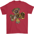 Steampunk Shamrock Mens T-Shirt Cotton Gildan Red