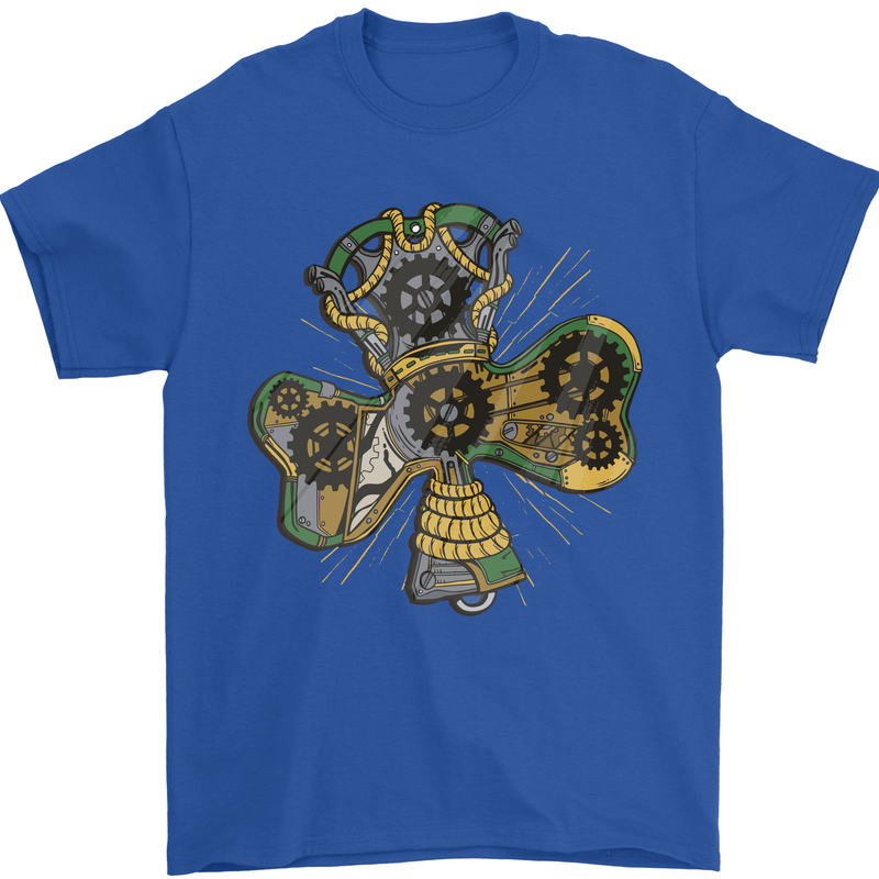 Steampunk Shamrock Mens T-Shirt Cotton Gildan Royal Blue