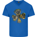 Steampunk Shamrock Mens V-Neck Cotton T-Shirt Royal Blue