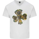 Steampunk Shamrock Mens V-Neck Cotton T-Shirt White