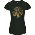 Steampunk Shamrock Womens Petite Cut T-Shirt Black