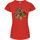 Steampunk Shamrock Womens Petite Cut T-Shirt Red