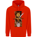 Steampunk Skull Childrens Kids Hoodie Bright Red