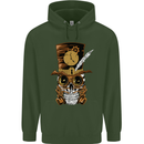 Steampunk Skull Childrens Kids Hoodie Forest Green