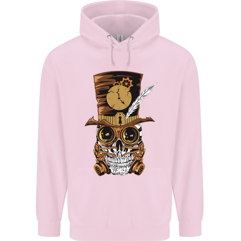 Steampunk Skull Childrens Kids Hoodie Light Pink