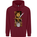 Steampunk Skull Childrens Kids Hoodie Maroon
