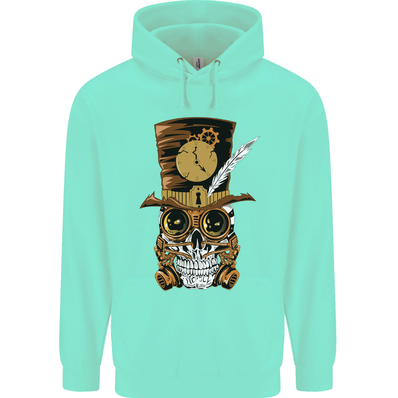 Steampunk Skull Childrens Kids Hoodie Peppermint