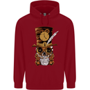 Steampunk Skull Childrens Kids Hoodie Red