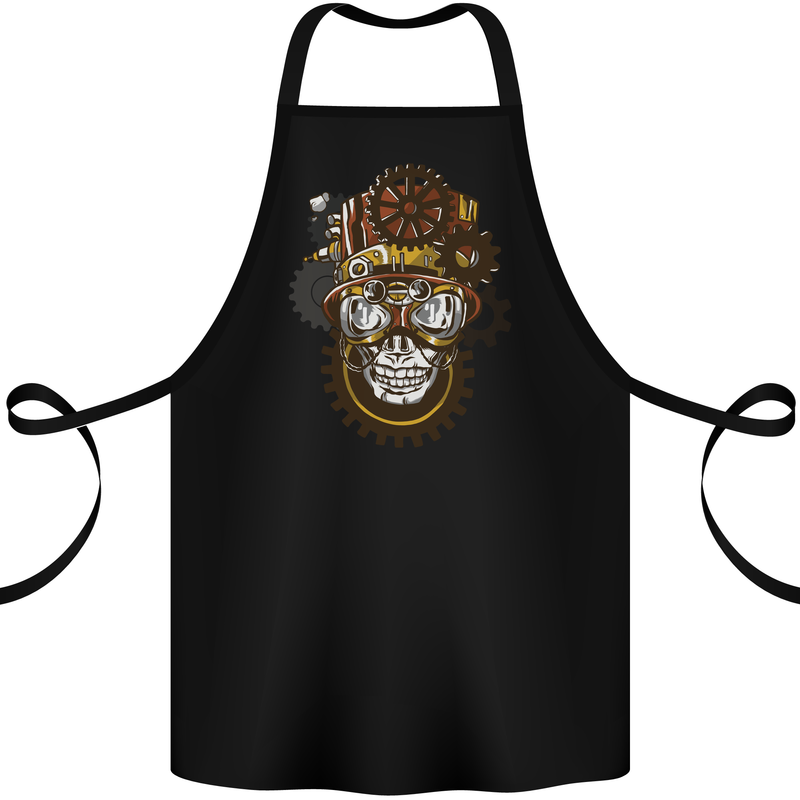 Steampunk Skull Cotton Apron 100% Organic Black