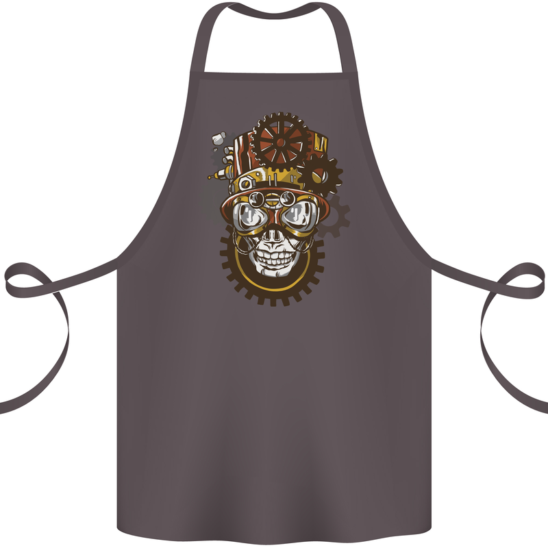Steampunk Skull Cotton Apron 100% Organic Dark Grey