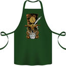 Steampunk Skull Cotton Apron 100% Organic Forest Green