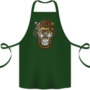 Steampunk Skull Cotton Apron 100% Organic Forest Green