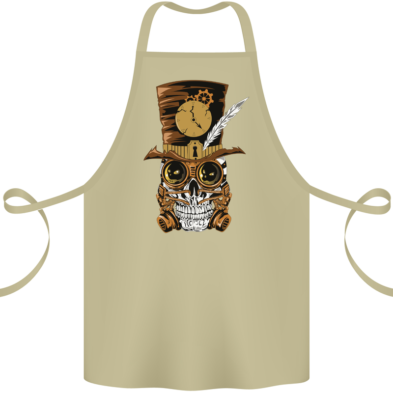 Steampunk Skull Cotton Apron 100% Organic Khaki