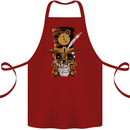 Steampunk Skull Cotton Apron 100% Organic Maroon