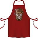 Steampunk Skull Cotton Apron 100% Organic Maroon