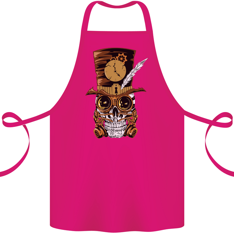 Steampunk Skull Cotton Apron 100% Organic Pink