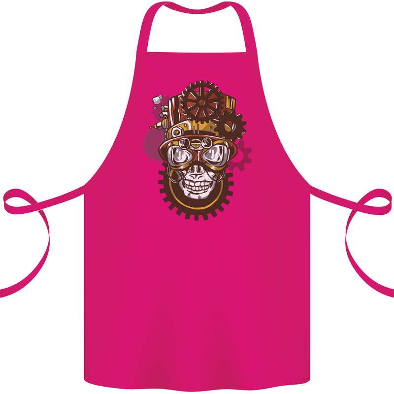Steampunk Skull Cotton Apron 100% Organic Pink