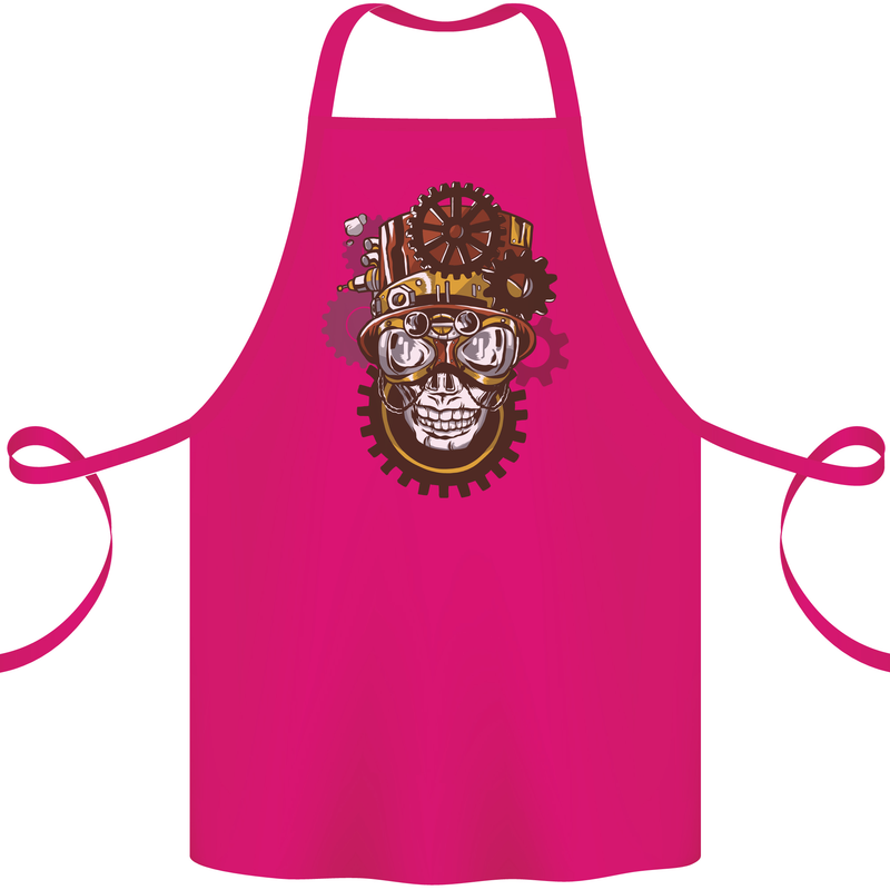 Steampunk Skull Cotton Apron 100% Organic Pink