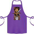 Steampunk Skull Cotton Apron 100% Organic Purple
