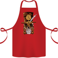 Steampunk Skull Cotton Apron 100% Organic Red