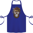 Steampunk Skull Cotton Apron 100% Organic Royal Blue