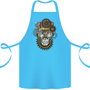 Steampunk Skull Cotton Apron 100% Organic Turquoise