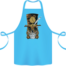 Steampunk Skull Cotton Apron 100% Organic Turquoise