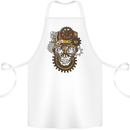 Steampunk Skull Cotton Apron 100% Organic White