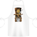 Steampunk Skull Cotton Apron 100% Organic White