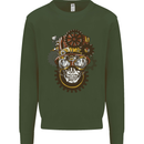 Steampunk Skull Kids Sweatshirt Jumper Forest Green