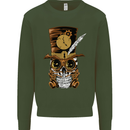 Steampunk Skull Kids Sweatshirt Jumper Forest Green