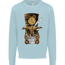 Steampunk Skull Kids Sweatshirt Jumper Light Blue