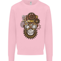 Steampunk Skull Kids Sweatshirt Jumper Light Pink