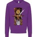 Steampunk Skull Kids Sweatshirt Jumper Purple