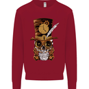 Steampunk Skull Kids Sweatshirt Jumper Red
