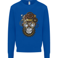 Steampunk Skull Kids Sweatshirt Jumper Royal Blue