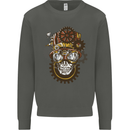 Steampunk Skull Kids Sweatshirt Jumper Storm Grey