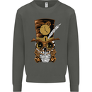 Steampunk Skull Kids Sweatshirt Jumper Storm Grey
