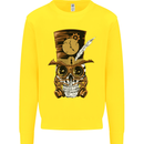 Steampunk Skull Kids Sweatshirt Jumper Yellow