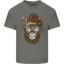 Steampunk Skull Kids T-Shirt Childrens Charcoal