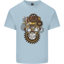 Steampunk Skull Kids T-Shirt Childrens Light Blue