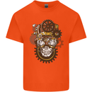 Steampunk Skull Kids T-Shirt Childrens Orange