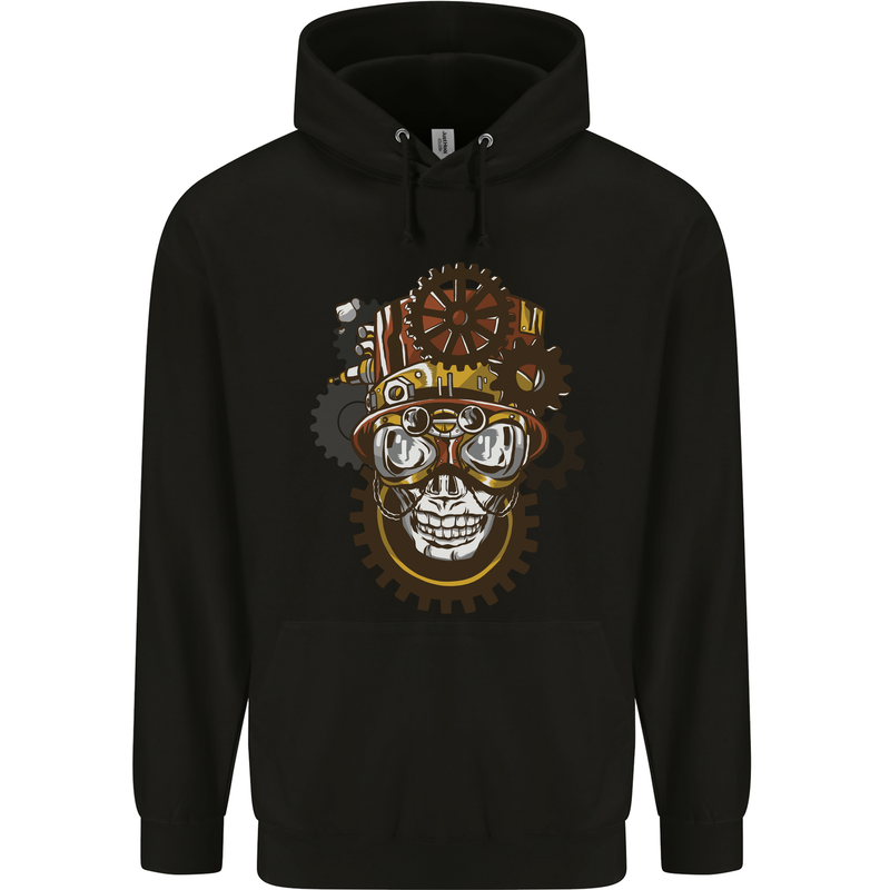 Steampunk Skull Mens 80% Cotton Hoodie Black