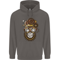 Steampunk Skull Mens 80% Cotton Hoodie Charcoal